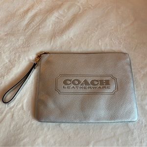 Coach silver leather tech pouch